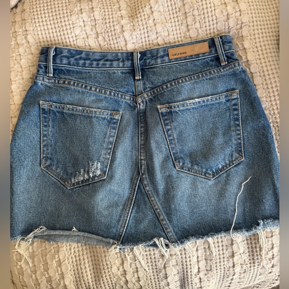 GRLFRND Distressed Blue Mini Skirt - Picture 4 of 6